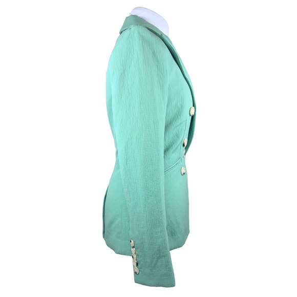 Veronica Beard Blazer Agate Green Emsley Cotton Linen Double Breasted Jacket US6 - Picture 7 of 11